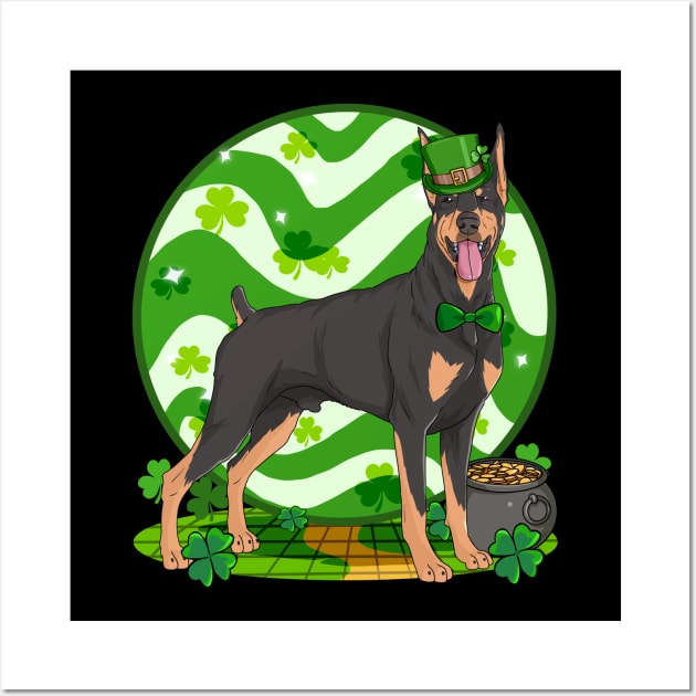 Doberman Pinscher Dog St Patricks Day Leprechaun Wall Art by Noseking